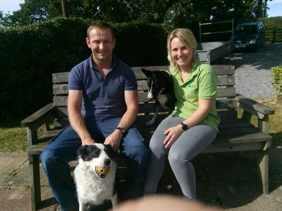 Malcolm stopped off to visit Children's Hospice South West fundraising manager Zoe Partridge, pictured here with her partner Bill