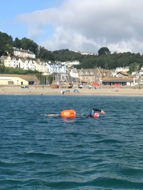 Claire in training for the swim
