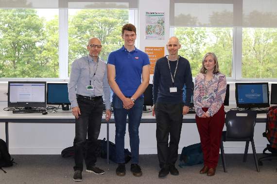 Silver Award Winner Tristan Young with Lecturers Jim Stoneleigh, Paul Jordan and Sam Wills
