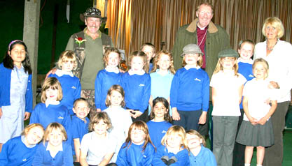 Landscore Primary School country dancers with the Bishop of Exeter and Johnny Kingdom. AQ 5946