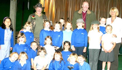 Landscore Primary School country dancers with the Bishop of Exeter and Johnny Kingdom. AQ 5946