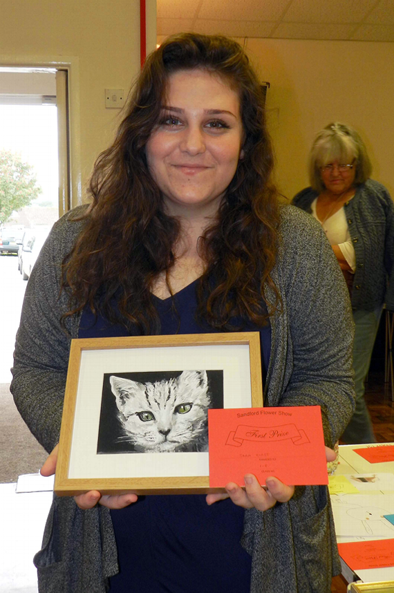 Sara Glass (15) won a first for a painting of her grandfathers Bengal cat, Floyd.
