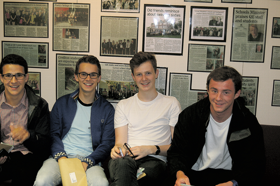 Sharing the news of their results - Ben Yeats, Devon Crosby, Chris Lomas and Kieran Vinnicombe. SR 4609