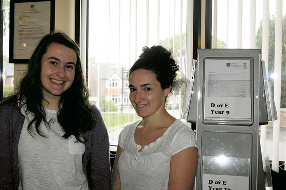 The two students heading for Cambridge University - Lucy Crang of Thorverton to read Geography and Amaris Alcock to read Ancient History, where her brother went last year. SR 4617