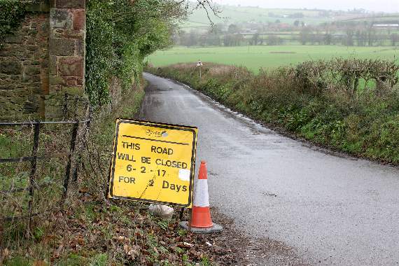 The road near Long Barn, Sandford, which will be closed from Monday. AQ 0954