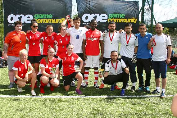 Winners Callington, left, and Afghan United in the Exeter City FC community tournament.  AQ 3625
