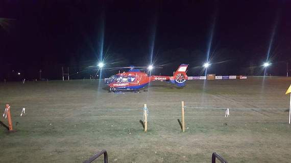 The Air Ambulance which landed at North Tawton rugby ground under floodlights on Tuesday, November 29. Photo: Sarah Quick.
