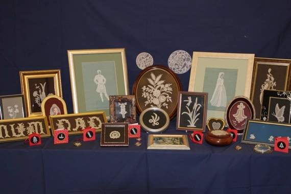 A selection of lace items made by students at Honiton Lace classes taught by Daphne Pottle.