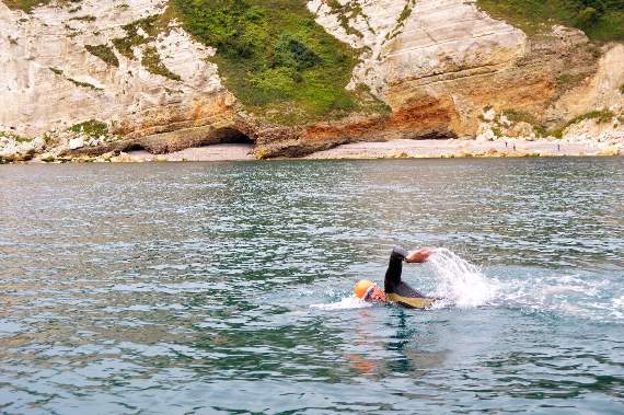 Nick during his five-mile sea swim.