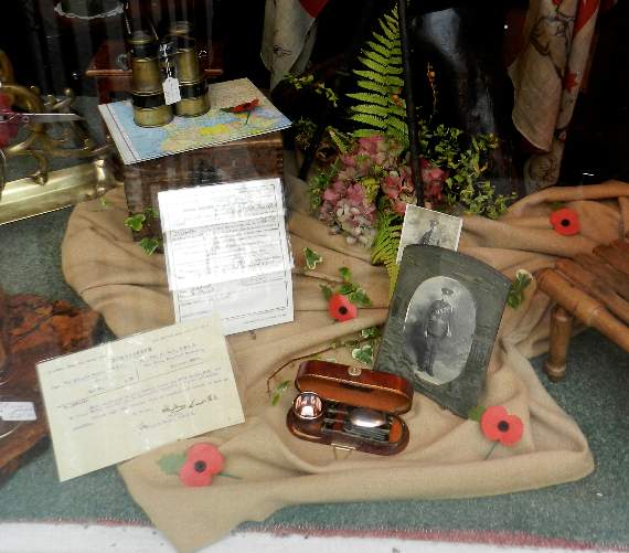 The window display James created in memory of his father.