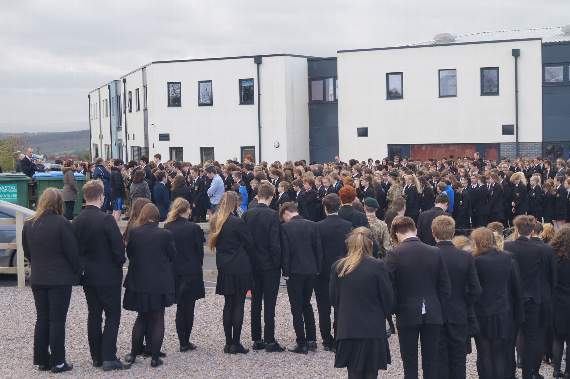 Some of the Chulmleigh pupils observing the two minutes’ silence.