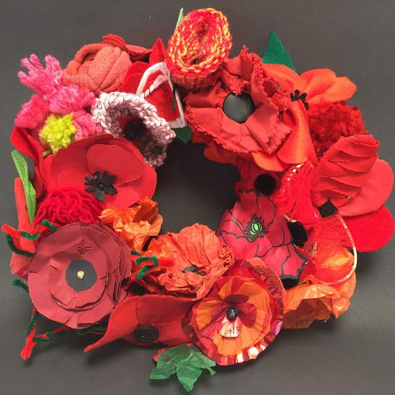 One of the poppy wreaths made by students at Chulmleigh Community College.