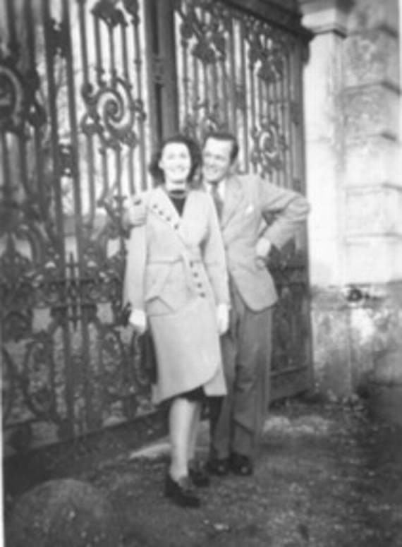 Sylvia and Hans Frieberger pictured in front of Shobrooke Park gates.