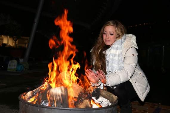 Singer Suzie Mac warms up before her performance at Sleep Out.