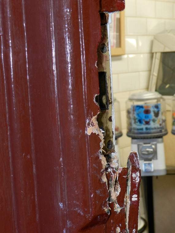 The door of Chef's Choice was badly damaged during a burglary.