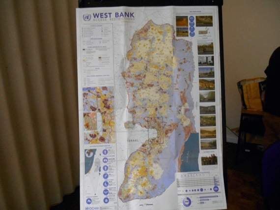 A map of the West Bank which was on display.