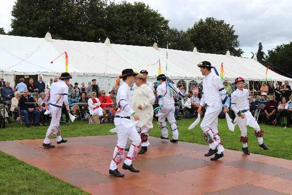 Morris dancers in the main arena at the 2017 Dartmoor Folk Festival. AQ 2798