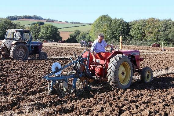 A ploughmen just about to finish his plot of ploughing at the Mid Devon match. AQ 6651