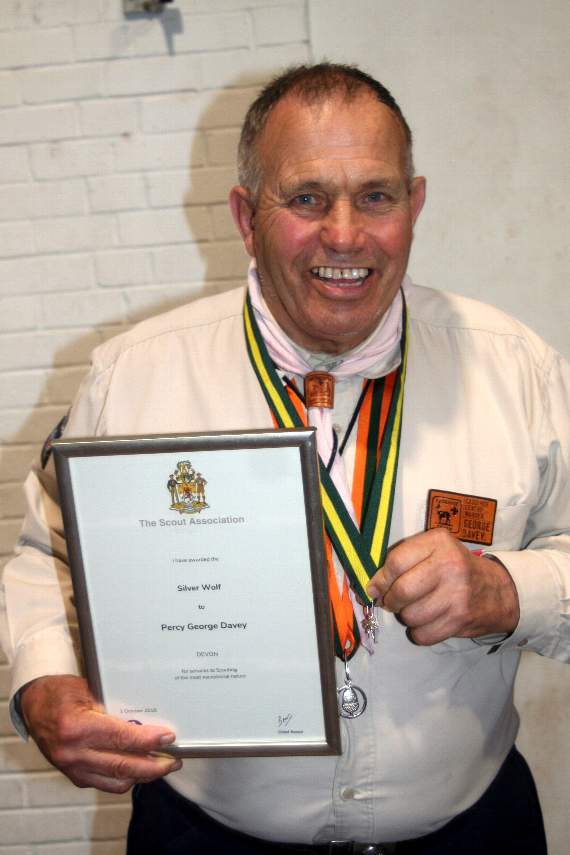 George Davey with his Silver Wolf award. SR 1185
