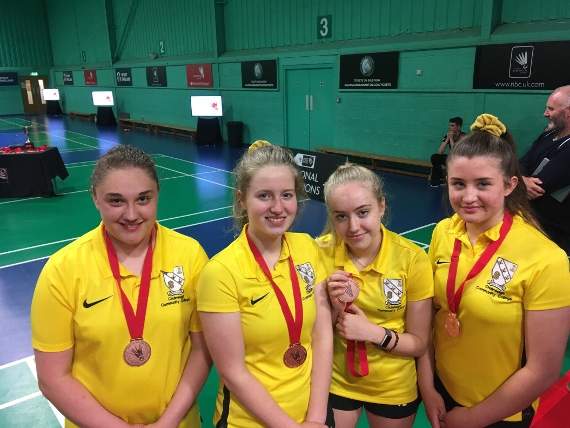 Chulmleigh Community College KS4 Girls badminton team which finished third in England, out of an entry field of 6,800 teams across the four competitions.