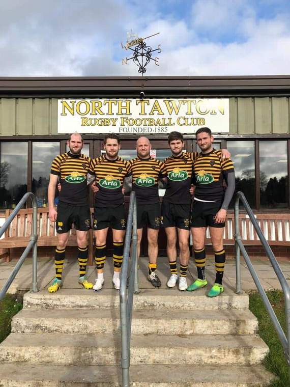 History was made ahead of the recent North Tawton v Dartmouth game when all the Dennis brothers were on the starting line, from left, Matty, Kev, Dan, Luke and Craig.