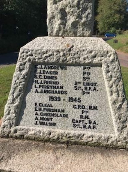 Shobrooke War Memorial, which now includes Stephen Dimes.