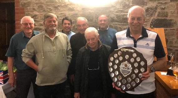 The Cricketers with the Harry Barnes Shield which they have now won nine times; they also won the Chris Taylor Cup and topped Division One for the 11th consecutive year. Photos: Shaun Cockram.