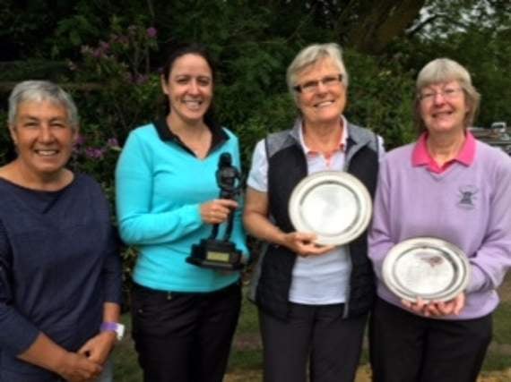 From left, Okehampton Lady Captain, Maggie Caws with Abby Turner, Judith Ezard and Pam Jarman.