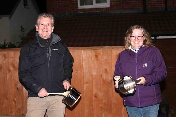 Residents of George Hill bashed saucepans to thank health workers. AQ 7233