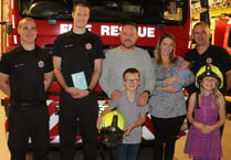 Crediton firefighters thanked for assisting at birth of baby Thomas