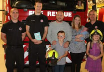 Crediton firefighters thanked for assisting at birth of baby Thomas