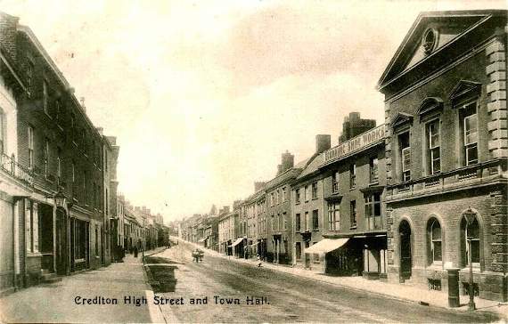 An old image of Crediton High Street.