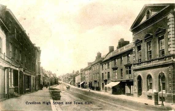 An old image of Crediton High Street.