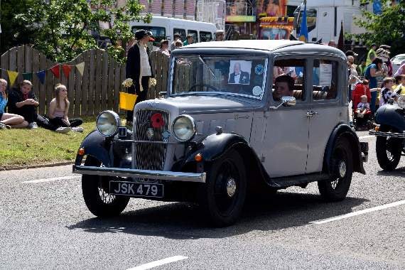 A vintage car in last year’s Witheridge Fair parade.