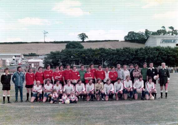 Crediton United ahead of the Bristol City game played on August 1, 1979.