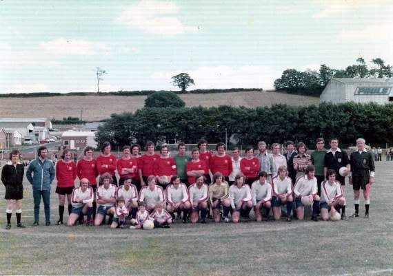 Crediton United ahead of the Bristol City game played on August 1, 1979.