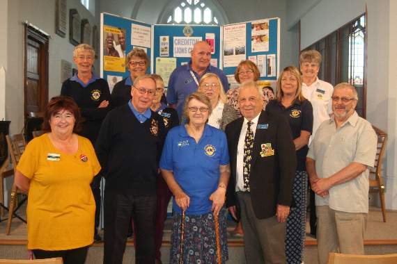 Members of Crediton Lions Club who were helping with the Lions Fight Against Diabetes event staged at Crediton Methodist Church on September 21; President Peter Bryan (front right) with organiser Bronwyn Nott. SR 2390