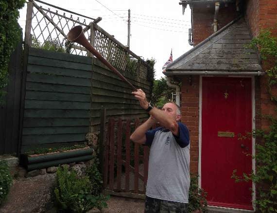 One of the horn blowers by his front door.