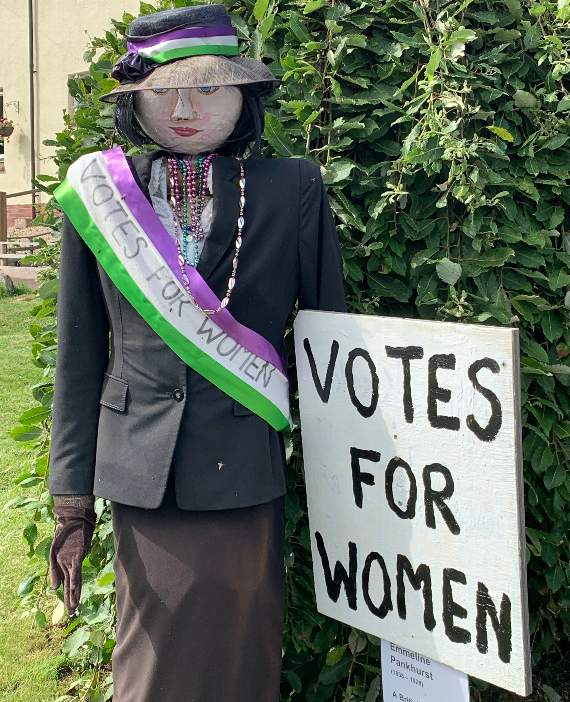 Suffragette Emmeline Pankhurst is just one of the many scarecrows to be found in Sandford.