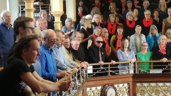 Singing from the balcony at CREDSING 2019.