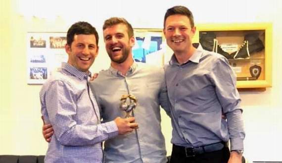 Reserve Players’ Player and Supporters’ player Michael Broome, centre with Danny Harvey and Paul Conabeare.