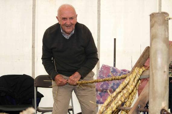 Derek Miller (89), demonstrated reed rope making in the craft marquee.