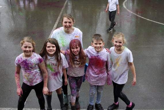 YEAR 3 and 4 children at Landscore Primary School celebrated the traditional Hindu Festival, Holi, during school last week. The festival took place this year on Monday and Tuesday, March 9 and 10. In RE the children have been exploring Hinduism with Miss Gorania, a student teacher from Exeter University. She also taught everyone about different Hindu traditions and beliefs. The Holi festival is known as "the festival of colours" as it is where people welcome in spring by throwing coloured powder in the air and covering themselves in these bright, vibrant colours. One of the legends behind the colours during Holi is about the love shared between the Hindu deities Radha and Krishna (who is depicted with blue skin). Krishna fell in love with Radha, but was worried their different skin colours would keep them apart. Krishna's mother encouraged him to smear a brightly coloured powder on Radha's face and they fell madly in love. The children really enjoyed learning about this festival and it was a really wonderful experience to take part in.