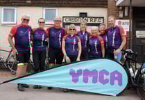 Charity ride cyclists stop off at Crediton Rugby Club
