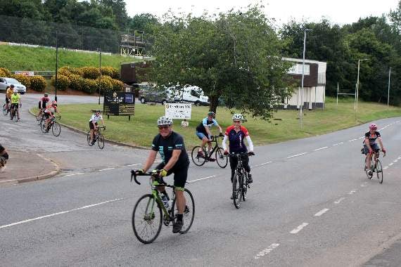 The cyclists set off from Crediton Rugby Club on their journey to Land’s End.