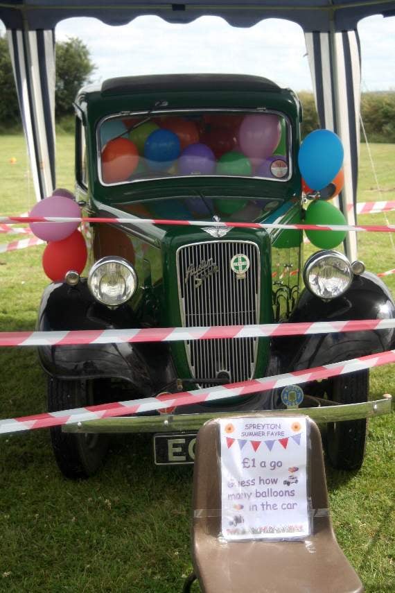 One of the fun challenges at Spreyton Summer Fayre was to guess how many balloons were in this Austin Seven car. SR 1794