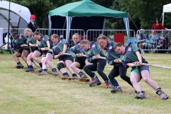 Haldon ladies taking part in the 520kg tug of war.