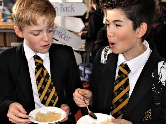 Apprehension at the QE German Christmas Market Sauerkraut Eating Competition.