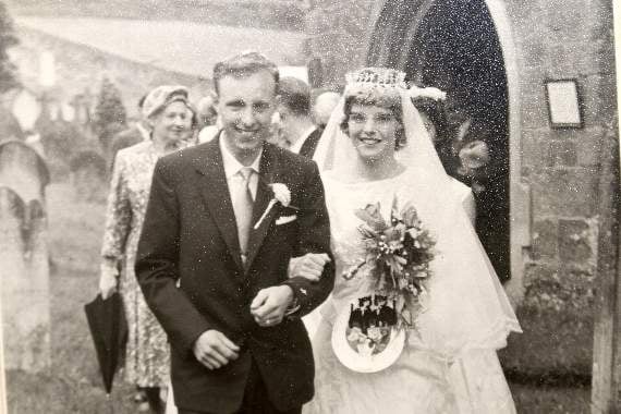 Cyril and June Chudley on their wedding day at Thorverton in 1960. AQ 8670