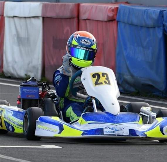 Billy celebrating after winning one of the kart races.
